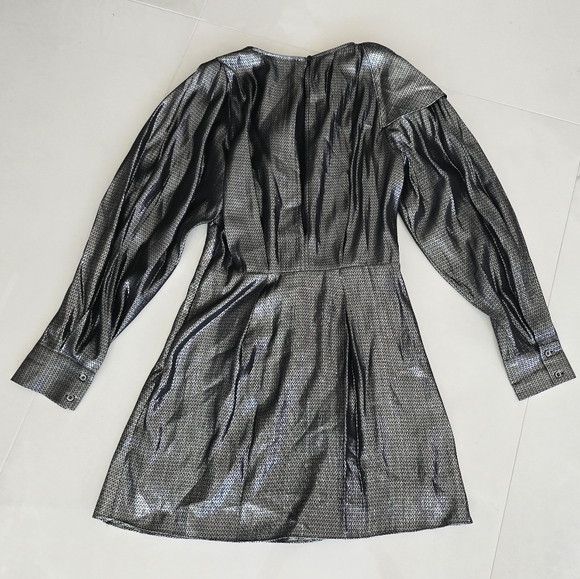 IRO Kinao Mini Dress - Shimmering Pewter Print - Size 36 - Picture 9 of 11
